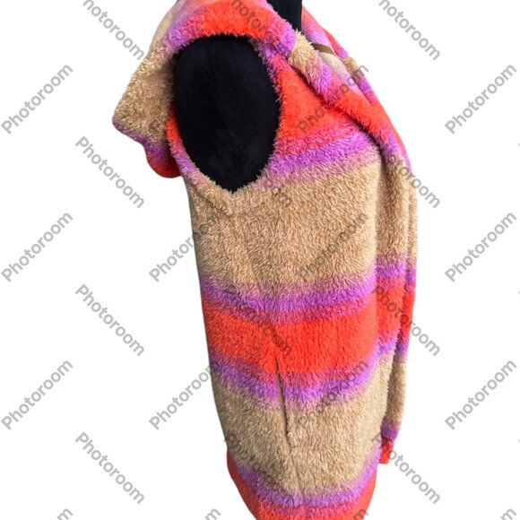 Koolaburra by Ugg XS Bold Striped. Open Teddy Bear Hooded Vest - Picture 5 of 5